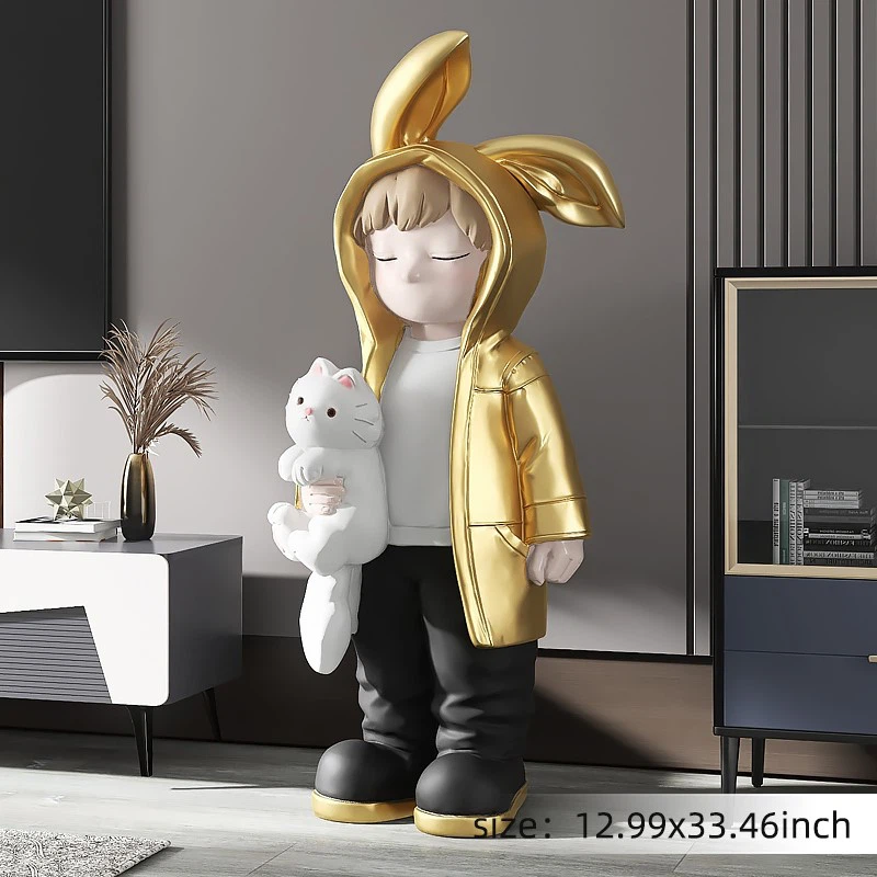 gold bunny ear hoodie boy statue gold bunny ear hoodie boy statue